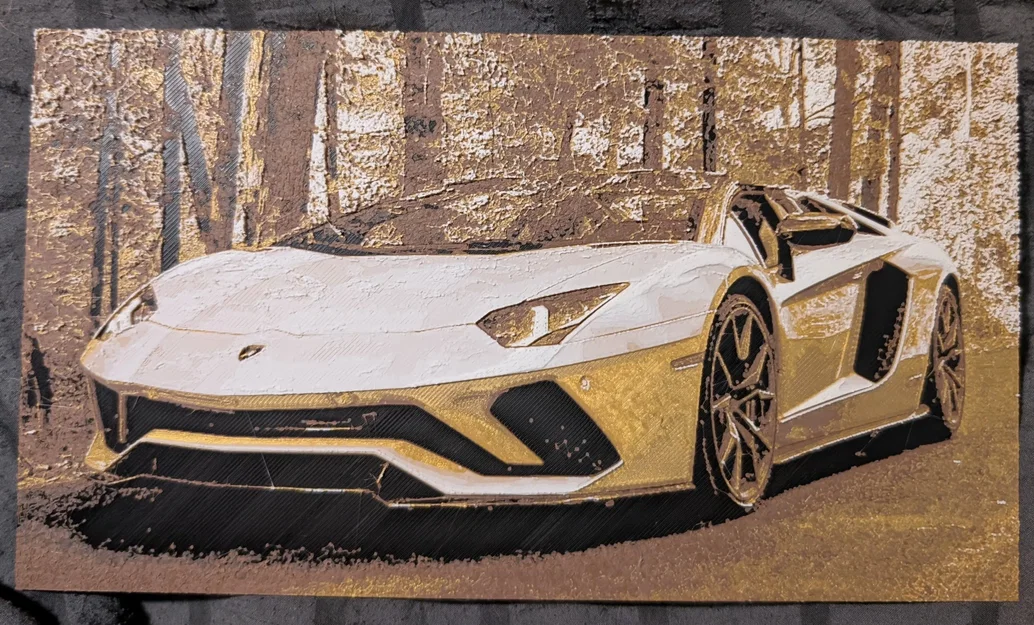 Tranh in 3D nghệ thuật Lamborghini Aventador phong cách Hueforge - Image 2