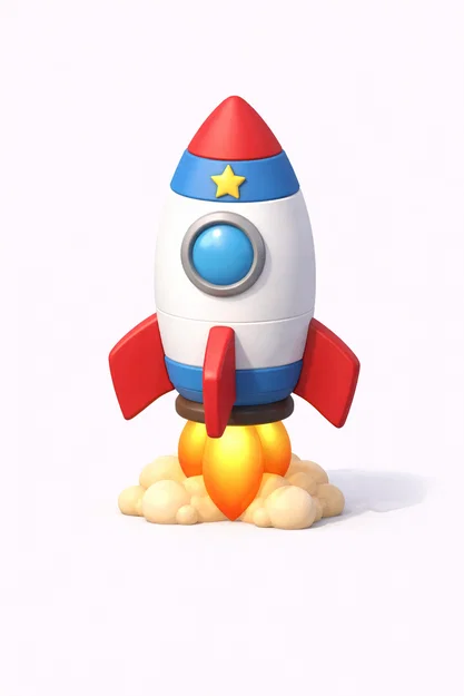 Mô hình tên lửa Low Poly Toy Rocket in 3D siêu đáng yêu - Image 1