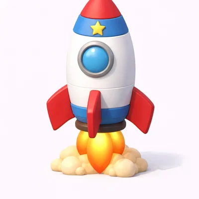 Mô hình tên lửa Low Poly Toy Rocket in 3D siêu đáng yêu