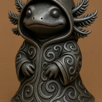 Mô hình 3D Axolotl mặc áo choàng cực dễ thương để trang trí