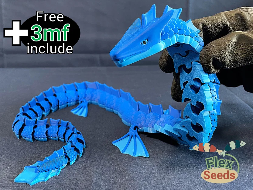Flexi Water Dragon (Mẫu in Print-in-place) - Image 1