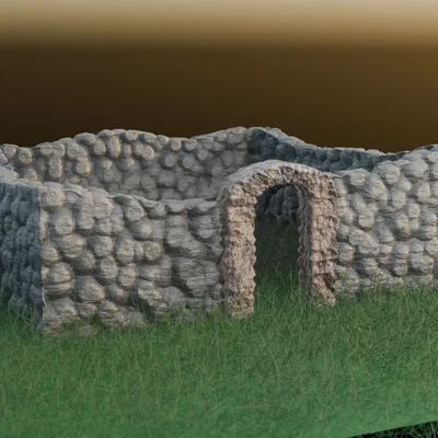 Mô hình địa hình tường thành đổ nát cho bàn chơi Wargame 28mm