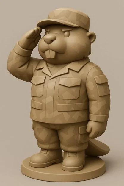 Mô hình chú hải ly chào kiểu quân đội (Saluting Beaver Figure) - Image 1