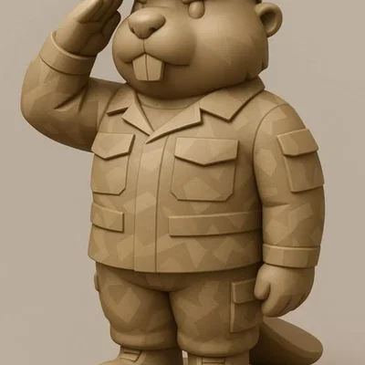 Mô hình chú hải ly chào kiểu quân đội (Saluting Beaver Figure)