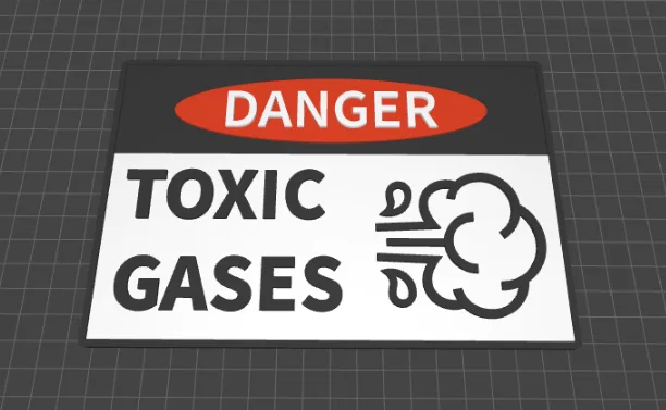 Mẫu in 3D biển báo hài hước Dangerous Gases - Trang trí cửa độc đáo - Image 1