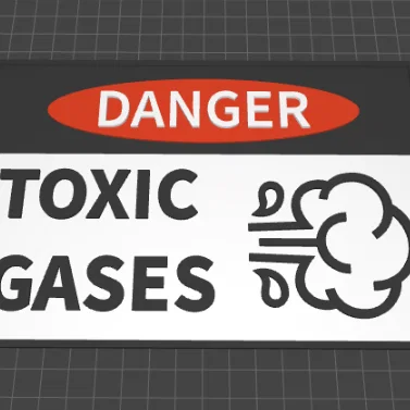 Mẫu in 3D biển báo hài hước Dangerous Gases - Trang trí cửa độc đáo