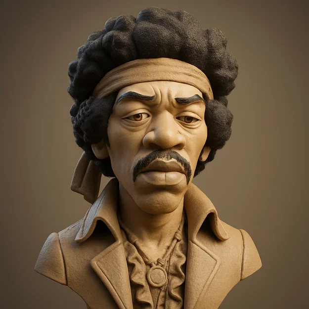 Mô hình 3D huyền thoại guitar Jimi Hendrix - Image 1