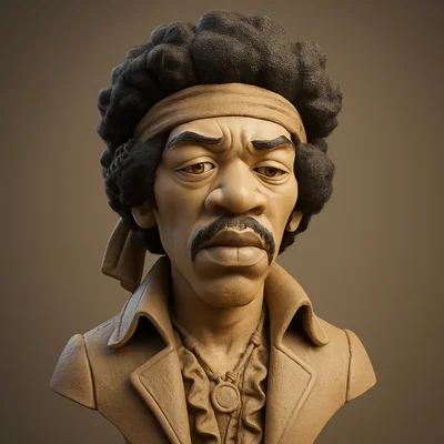 Mô hình 3D huyền thoại guitar Jimi Hendrix