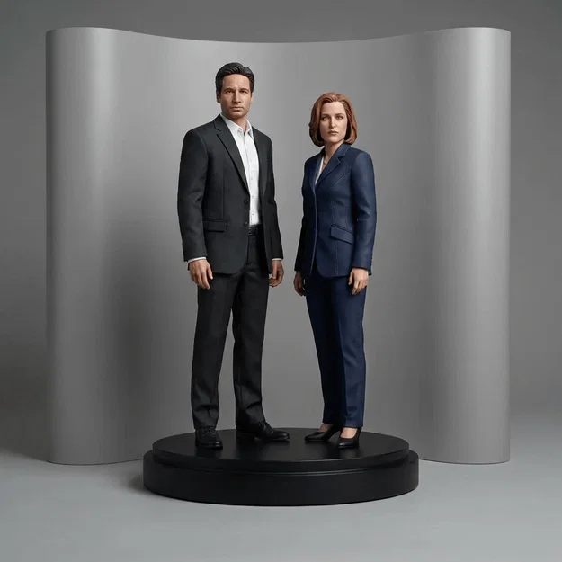 Mô hình 3D bộ đôi đặc vụ Mulder và Scully trong X-Files - Image 1