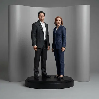 Mô hình 3D bộ đôi đặc vụ Mulder và Scully trong X-Files