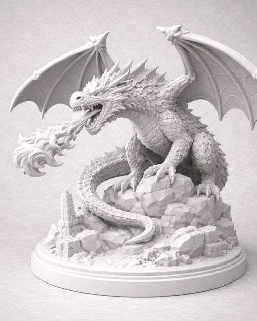 Mô hình điêu khắc Rồng phun lửa 3D chi tiết ấn tượng - Image 1