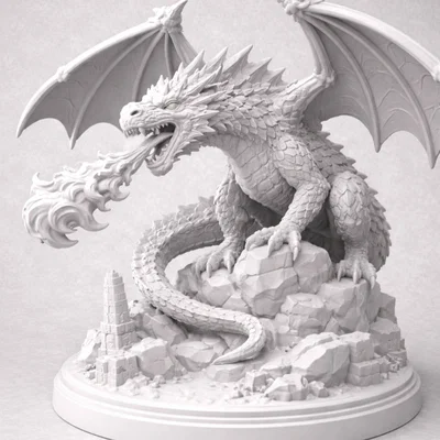 Mô hình điêu khắc Rồng phun lửa 3D chi tiết ấn tượng