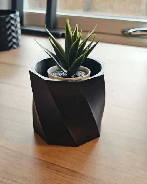 Chậu cây Low-Poly xoắn / Chậu hình học (Lòng trong trơn láng) - Image 3