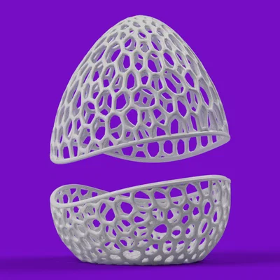 Giỏ Đựng Đồ Hình Trứng Họa Tiết Voronoi - File In 3D Độc Đáo