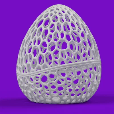 Giỏ Đựng Đồ Hình Trứng Họa Tiết Voronoi - File In 3D Độc Đáo