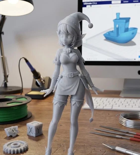 Mô hình 3D cô gái yêu tinh Giáng sinh phong cách Anime đáng yêu - Image 1