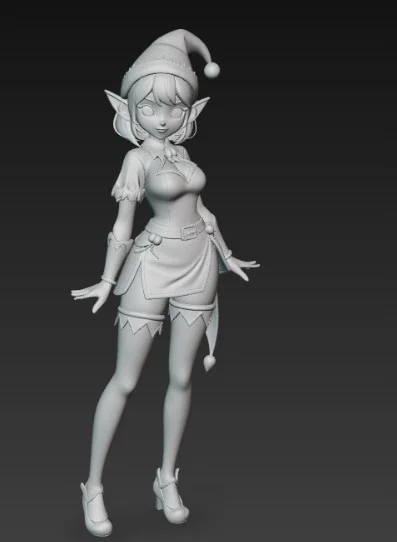 Mô hình 3D cô gái yêu tinh Giáng sinh phong cách Anime đáng yêu - Image 2