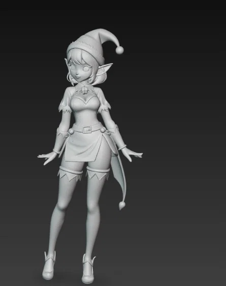 Mô hình 3D cô gái yêu tinh Giáng sinh phong cách Anime đáng yêu - Image 3