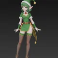Mô hình 3D cô gái yêu tinh Giáng sinh phong cách Anime đáng yêu - Thumbnail 4