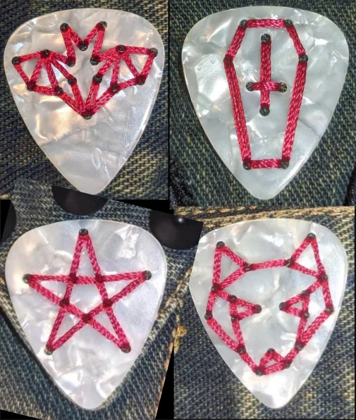 Bộ khuôn (jig) khoan lỗ cho miếng gảy đàn (dùng để đính vào áo battle jacket) - Image 1