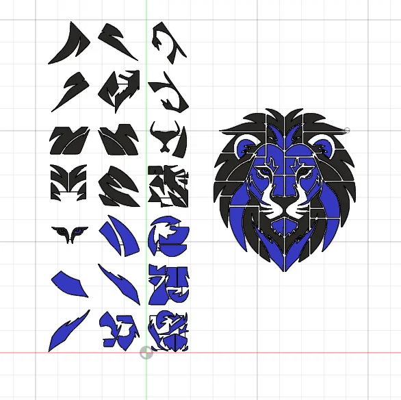 Tranh Treo Tường Sư Tử Dạng Module – Mô Hình 3D Thiết Kế Hình Học Hiện Đại - Image 2