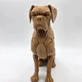 Tượng chú chó Boxer ngồi phong cách chạm khắc gỗ với hoa văn xoắn - Thumbnail 3