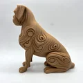 Tượng chú chó Boxer ngồi phong cách chạm khắc gỗ với hoa văn xoắn - Thumbnail 7