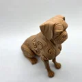 Tượng chú chó Boxer ngồi phong cách chạm khắc gỗ với hoa văn xoắn - Thumbnail 8