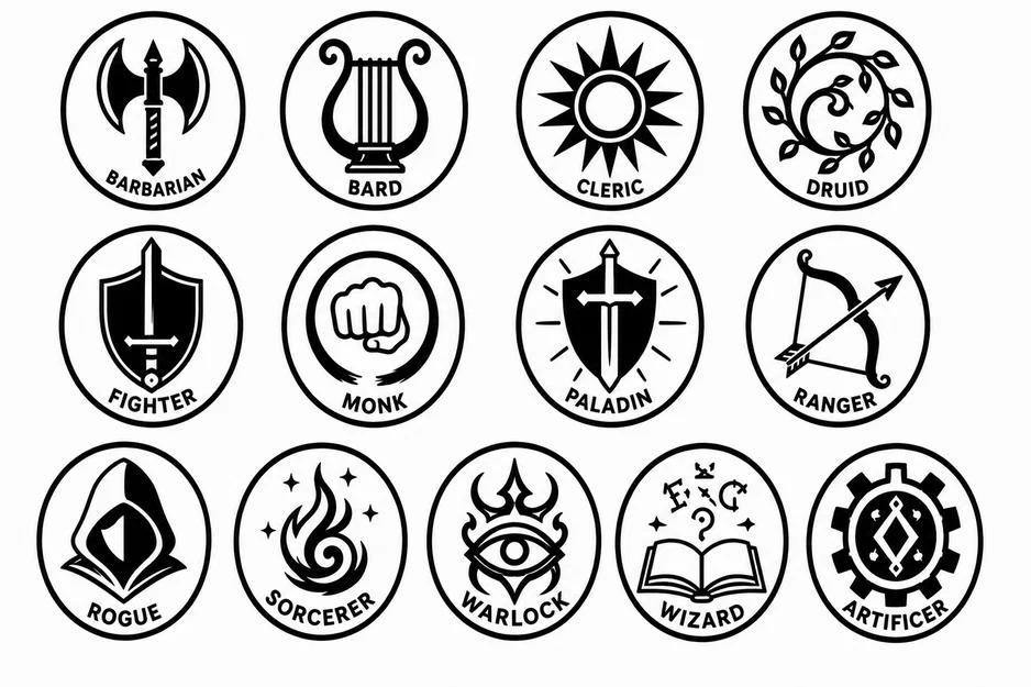 Bộ Token Lớp Nhân Vật D&D (D&D Class Tokens) Cho Game Nhập Vai - Image 2