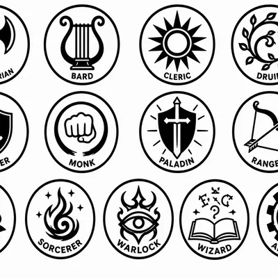 Bộ Token Lớp Nhân Vật D&D (D&D Class Tokens) Cho Game Nhập Vai