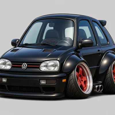 Mô hình 3D xe Volkswagen Golf MK3 GTI 1992 phong cách Caricature