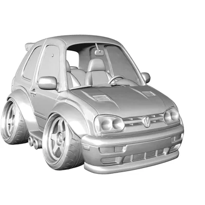 Mô hình 3D xe Volkswagen Golf MK3 GTI 1992 phong cách Caricature