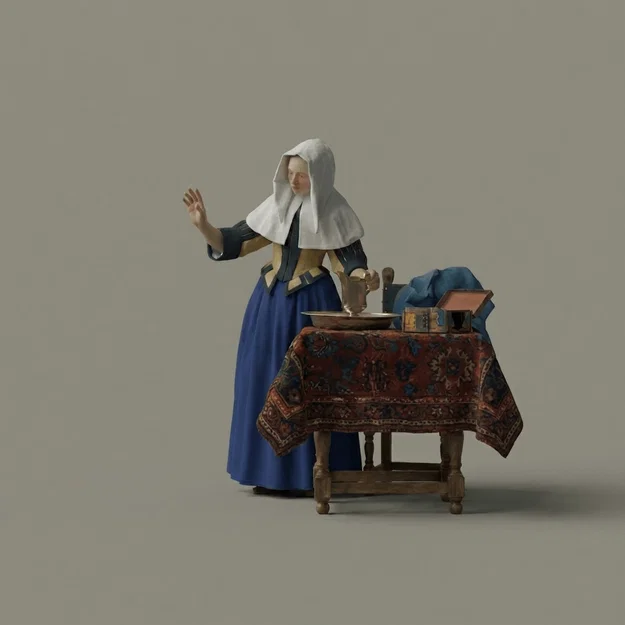 Mô hình 3D Người đàn bà với bình nước của Johannes Vermeer - Image 1