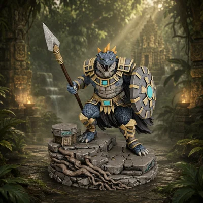 Vhorlath Realms – Reptilian – Sunscale Spearwarden (Mô hình 3D in STL Dark Fantasy)