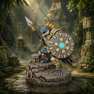 Vhorlath Realms – Reptilian – Sunscale Spearwarden (Mô hình 3D in STL Dark Fantasy)