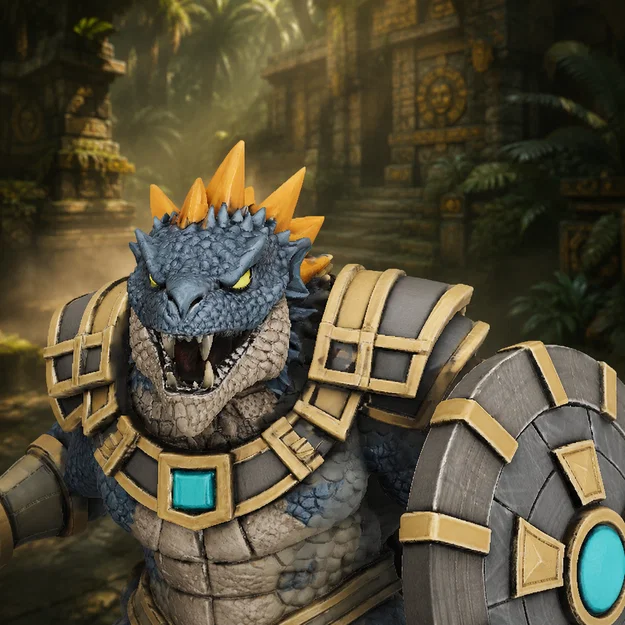 Vhorlath Realms – Reptilian – Sunscale Spearwarden (Mô hình 3D in STL Dark Fantasy) - Image 4