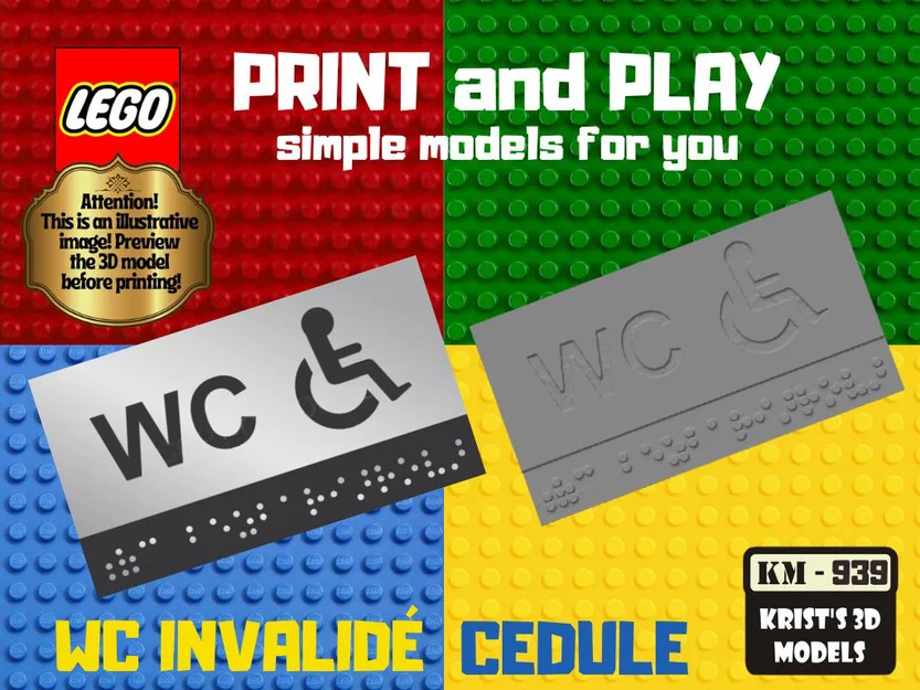 Biển báo WC người khuyết tật có chữ nổi Braille (STL) - Image 1