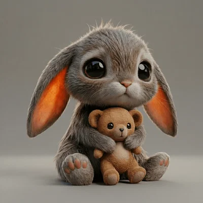 Mô hình 3D Sad Bunny ôm gấu - Món đồ chơi trang trí dễ thương
