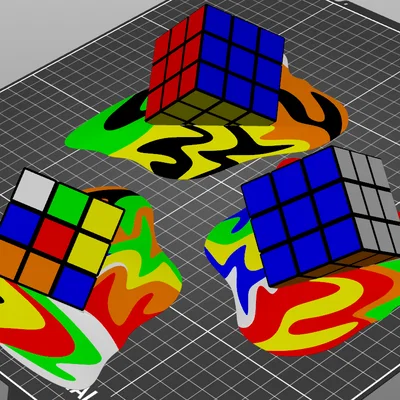 Rubik tan chảy cực chuẩn, phiên bản phối màu CMYKW (đã xáo trộn và giải hoàn tất!)