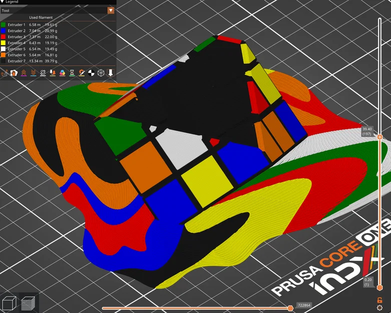 Mô hình Rubik tan chảy (Molten Rubiks Cube) tối ưu in 3D nhiều màu - Image 1
