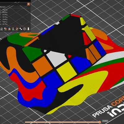 Mô hình Rubik tan chảy (Molten Rubiks Cube) tối ưu in 3D nhiều màu