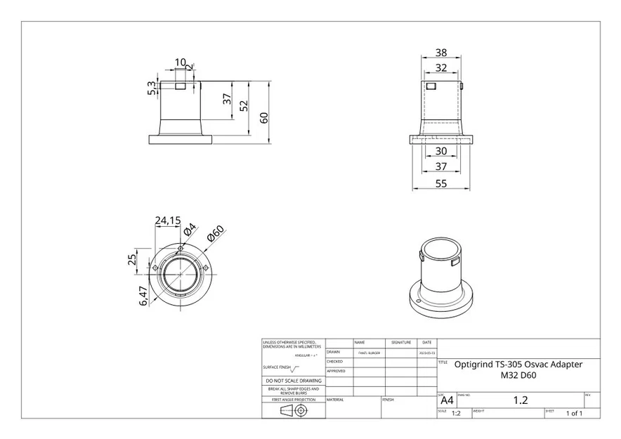 Đầu chuyển đổi OsVAC cho máy chà nhám đĩa Optigrind TS-305 - Image 4