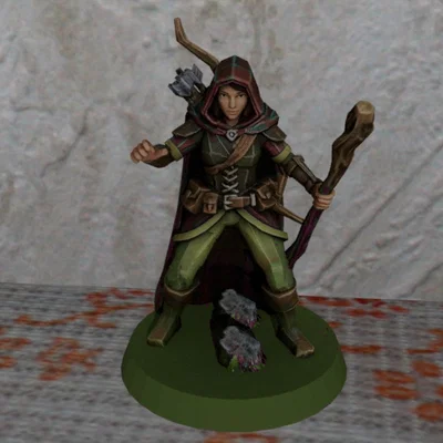 Mô hình 3D nhân vật Ranger cho trò chơi nhập vai TTRPG và D&D
