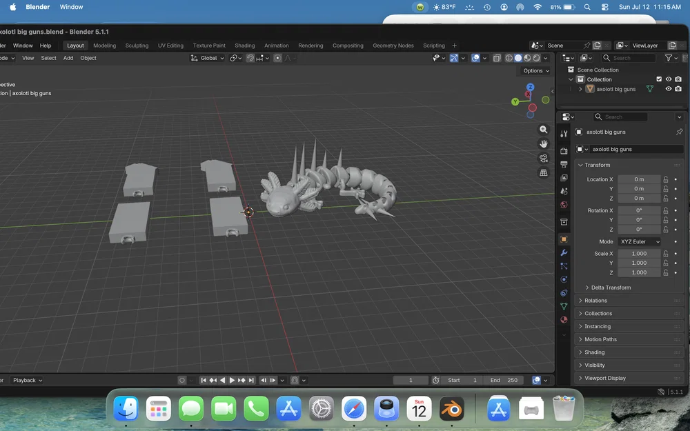Mô hình Axolotl chiến binh (Axolotl big guns) in 3D độc đáo - Image 1