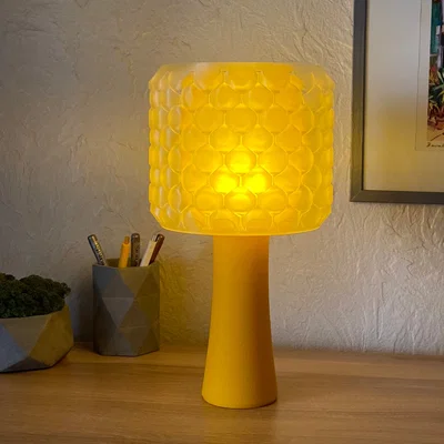 Đèn Bàn Retro - Chụp Đèn Họa Tiết Bong Bóng với Đế Cổ Điển