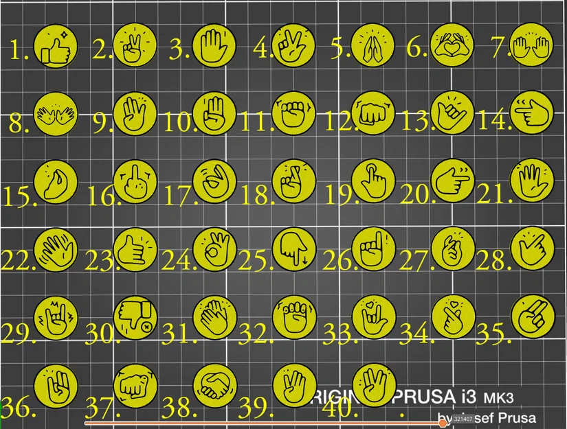 40 Charm Emoji-Hands Gắn Dép Clog | In 2 Màu | Không Cần MMU/AMS | 5 Kích Thước Chốt - Image 2