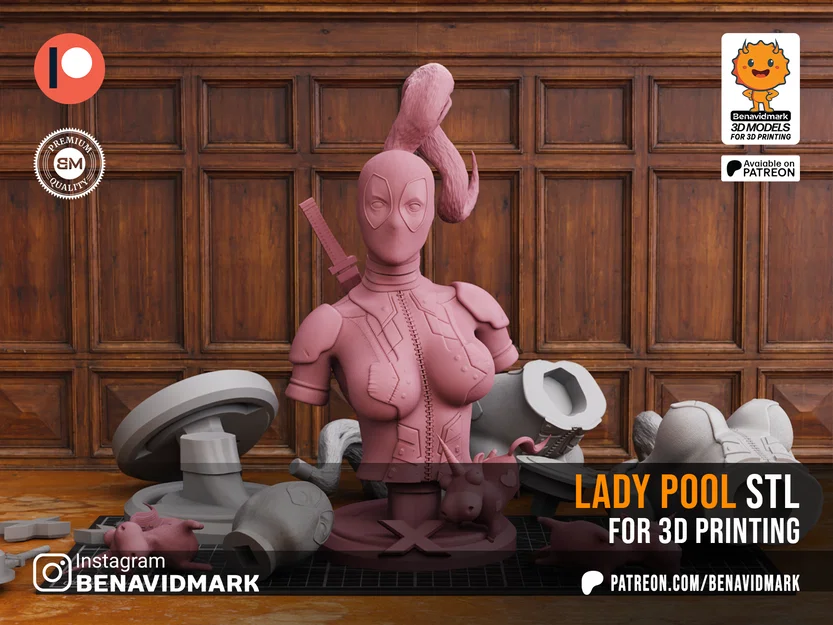 Mô hình tượng bán thân Lady Pool - File STL in 3D - Image 1