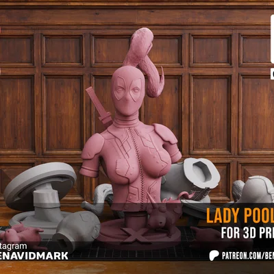 Mô hình tượng bán thân Lady Pool - File STL in 3D