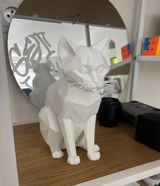 Tượng Mèo Low-Poly | Nghệ thuật mèo phong cách hình học - Image 1
