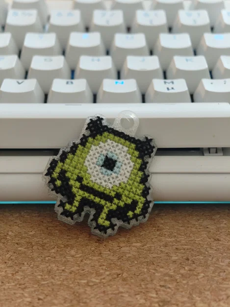 Khung Pixel Art thêu Crossstitch hình Mike Wazowski - Image 1